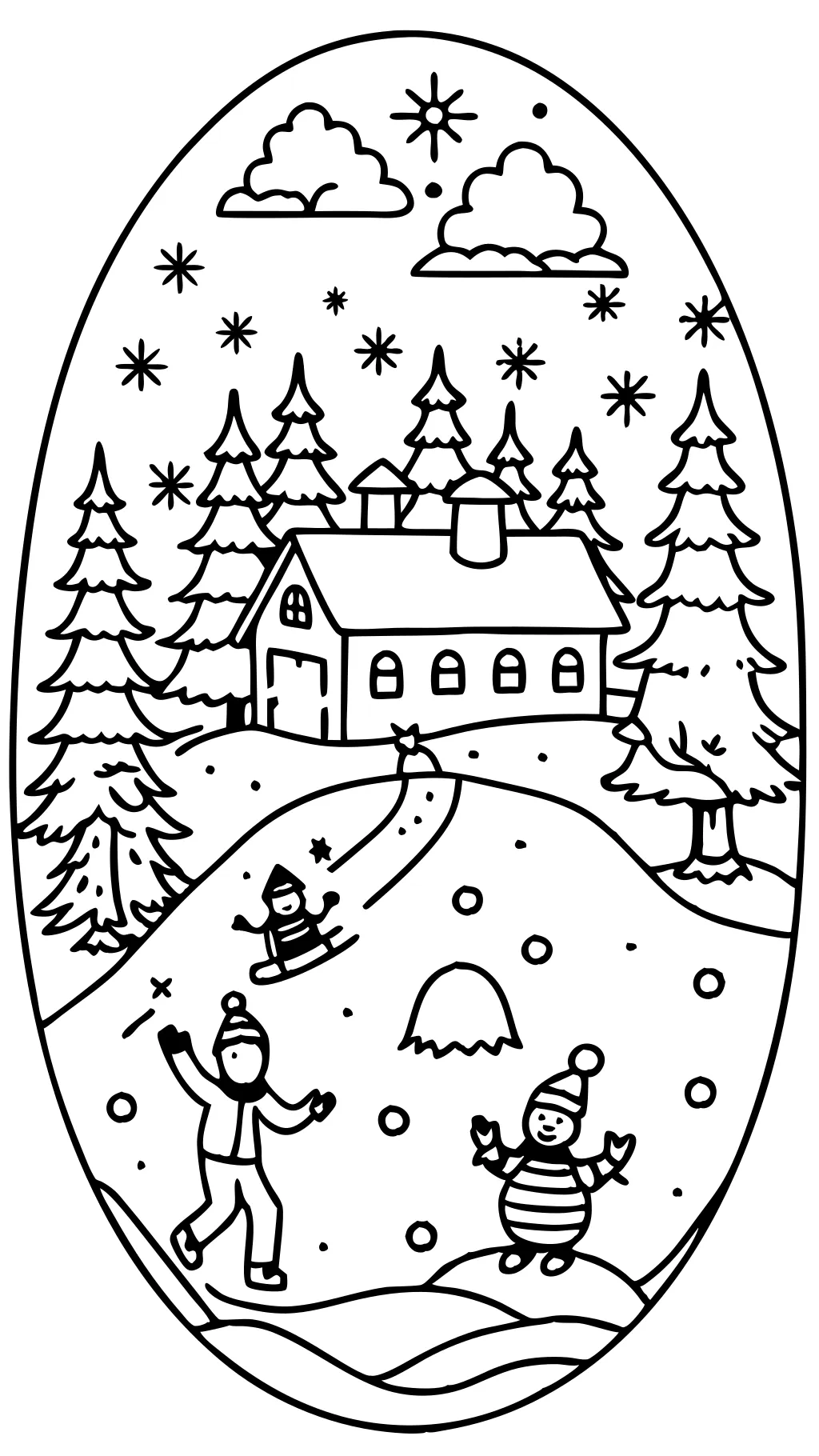 winter activities coloring pages